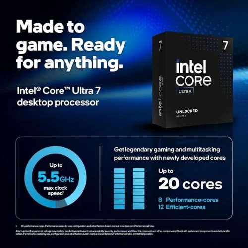 INTEL CORE ULTRA 7 265K - 20 CORE - 20 THREADS - 5.5 GHZ - SOCKET 1851 - CACHE 30 MO - BOX