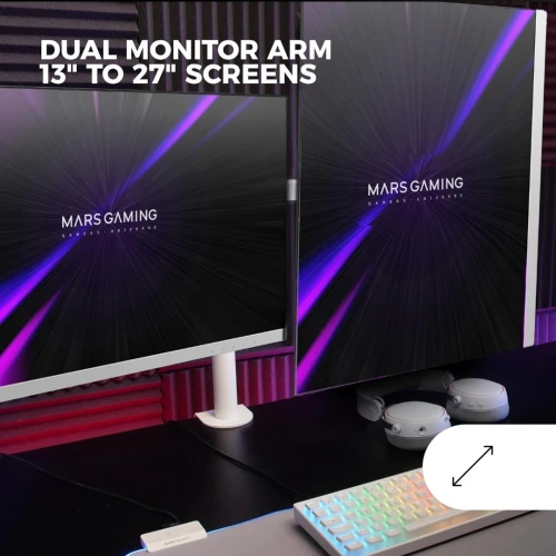 Mars Gaming MARM2 Support de Moniteur à Double Bras pour Ecrans jusqu'à 27p