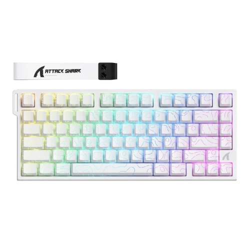 ATTACK SHARK X68 HE - CLAVIER GAMING 60% - MAGNETIC SWITCH - HALL EFFECT - RGB - USB - CONTOUR LINE - 8KHZ RAPID TRIGGER - 0.01MM - WHITE