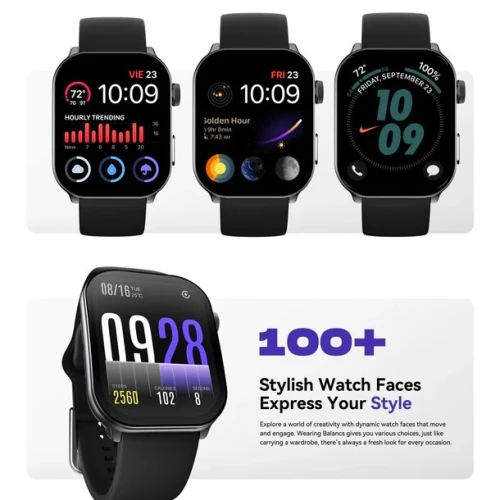 SMART WATCH KIESLECT BALANCS - Bluetooth - 2.1" AMOLED - CURVED - SPORT - WATERPROOF - CUIR -  NOIR
