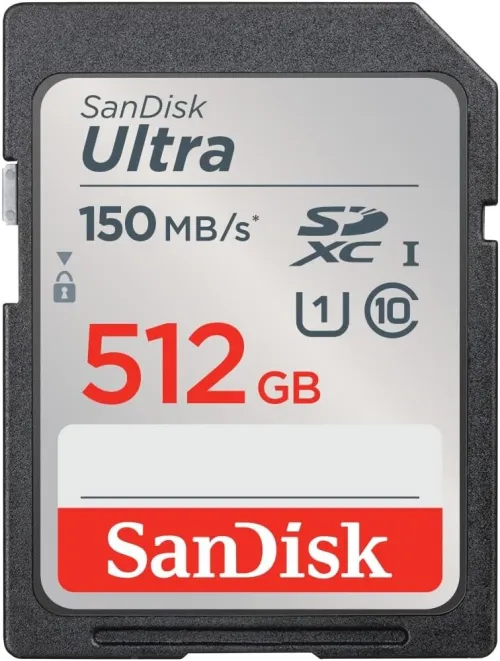 SANDISK ULTRA SD 512GB - CARTE MÉMOIRE SDXC - JUSQU'À 150 MO/S - FULL HD - UHSI-CARD