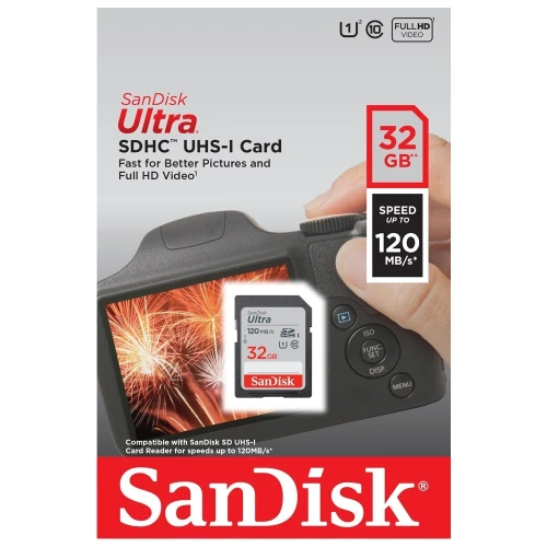SanDisk Ultra SD 32 GB Carte Mémoire HC UHS-I jusqu'à 120 Mo/s