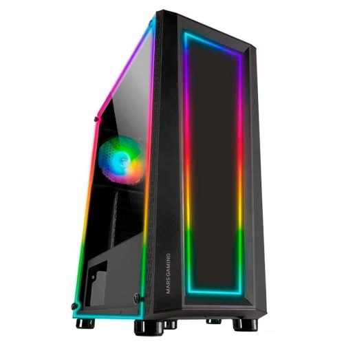 MARS GAMING MC-ART - BOÎTIER MOYEN TOUR - VERRE TREMPÉ PERSONNALISÉ - 12 LED ARGB - 309 MAX - BALCK 