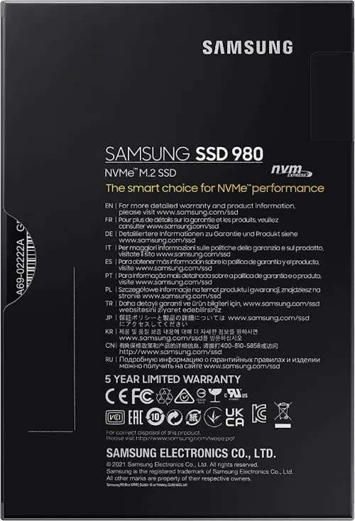 SAMSUNG 980 250 GB SSD NVMe M.2 PCI 3.0 - 2900 Mb/S