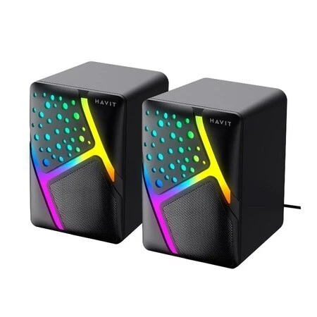 HAVIT SK763 - ENCEINTE GAMING STÉRÉO RGB - HAUT-PARLEURS FILAIRES USB - SON CLAIR - COMPACT - NOIR