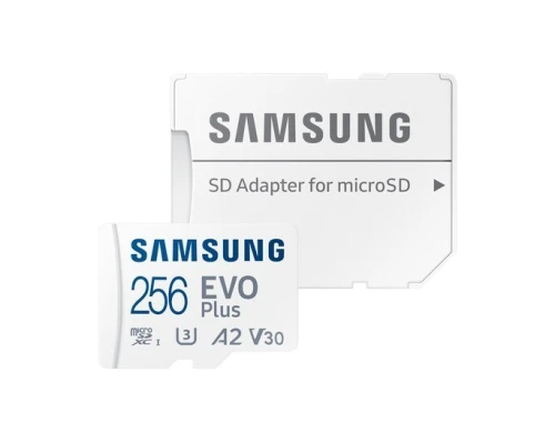 SAMSUNG EVO PLUS MICROSD 256GO + ADAPTATEUR SD - CARTE MÉMOIRE MICRO SD - VITESSE 160 MBS - V30