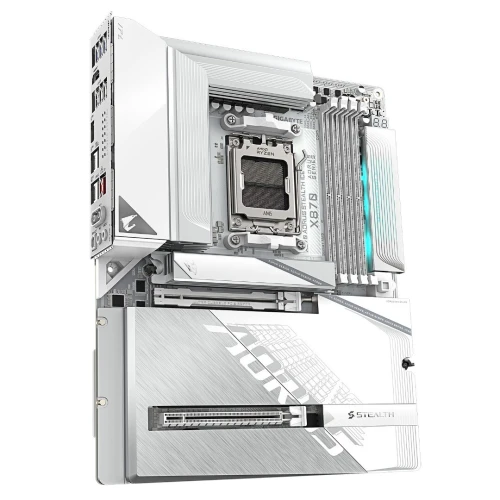 GIGABYTE X870 AORUS STEALTH ICE - CARTE MÈRE ATX - SOCKET AM5 - 4 x DDR5 - 1 x PCIe 5.0 X16 - 4 x M.2 NVMe - WIFI 7 - BT 5.4 - LAN 5GBE - USB4 - WHITE