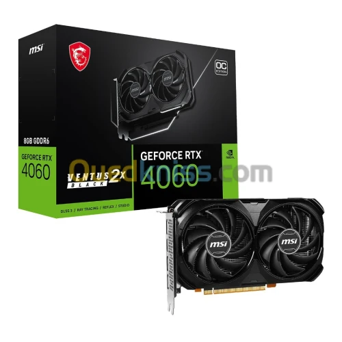 MSI GeForce RTX 4060 VENTUS 2X BLACK OC - 8Go GDDR6 - HDMI - DisplayPort - DLSS 3 -PCI Express -NOIR