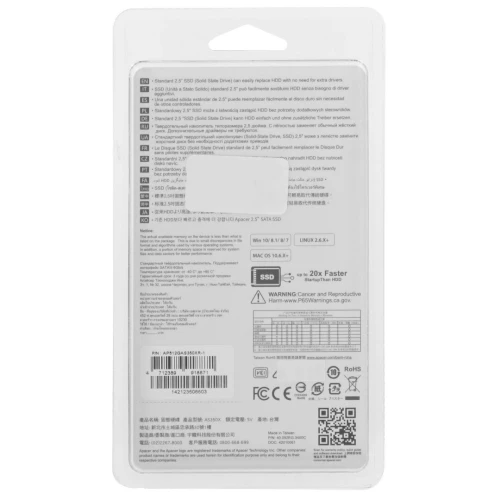 APACER AS350X 2.5" SATA III 6GB/S - DISQUE DUR SSD 512GO - 2.5 POUCES - ULTRA SILENCIEUX - PC / LAPTOP - BLACK