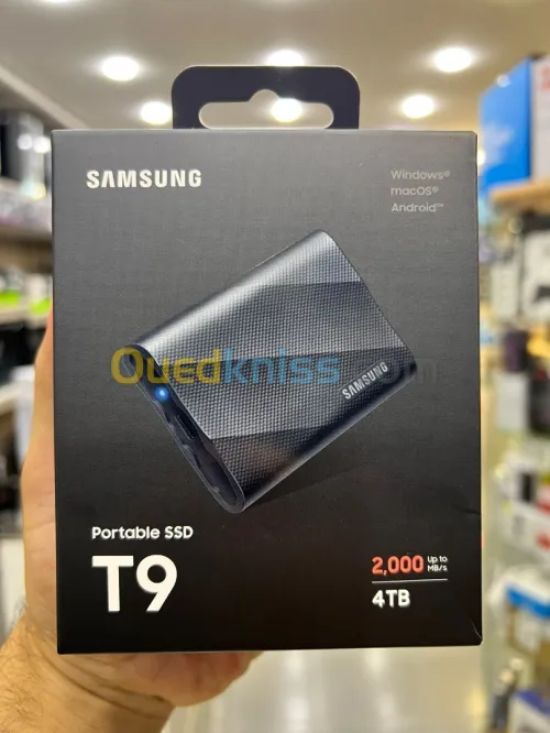 SAMSUNG SSD PORTABLE T9 4TO - DISQUE DURE EXTERNE - TYPE C- SUPER FAST - 2000 MO/S - ETANCHE - BLACK