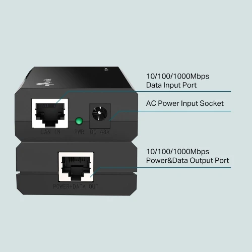 INJECTEUR TP-LINK GIGABIT POE TL-POE150S - 60W - LED INDICATOR - DISTANCE 100M -  MOUNTABLE SUR MUR