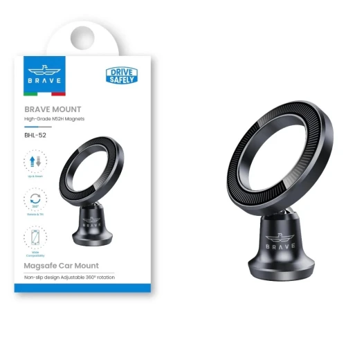BRAVE MOUNT BHL-52 - SUPPORT MAGNÉTIQUE POUR TÉLÉPHONE DE VOITURE - FLEXIBLE - FORTE FORCE - NOIR
