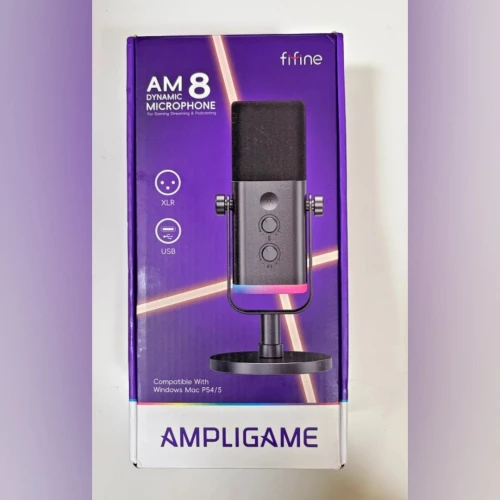 FIFINE AM8 DYNAMIC - MICROPHONE USB / XLR - STREAMING / PODCAST / GAMING - WINDOWS / MAC / PS4 / PS5 - RGB - WHITE