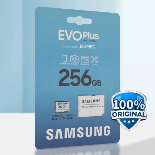 SAMSUNG EVO PLUS MICROSD 256GO + ADAPTATEUR SD - CARTE MÉMOIRE MICRO SD - VITESSE 160 MBS - V30