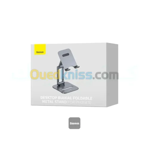 BASEUS DESKTOP BIAXIAL FOLDABLE METAL STAND - POUR SMARTPHONES - ALLIAGE ALUMINIUM - GRIS SIDÉRAL