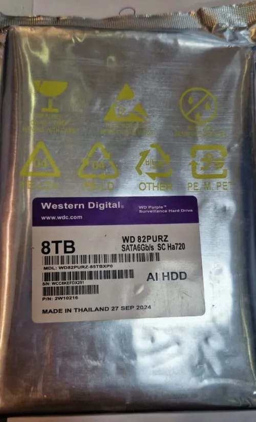 WD PURPLE 8TB HDD - DISQUE DURE SURVEILLANCE - WD82PURZ - SATA 6GB/S - 3,5" 256MB - 7200 RPM - CMR
