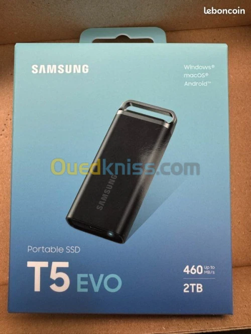 SAMSUNG T5 EVO PORTABLE 2TO - DISQUE DURE SSD EXTERNE - VITESSE 460 MO/S - USB 3.2 GEN1 - MACOS & PC