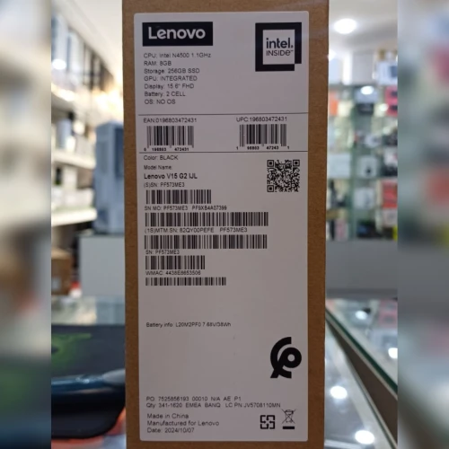 LENOVO V15 G2 IJL - INTEL CELERON N4500 - 8GB - 256 SSD - 15.6" FHD - UHD GRAPHICS - AZERTY - BLACK
