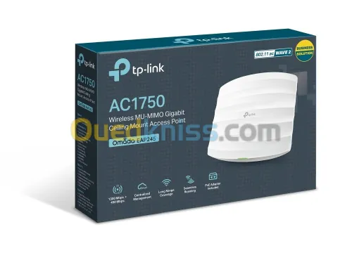 TP-LINK EAP245 - POINT D'ACCÈS WIFI AC1750 - PLAFONNIER- BI-BANDE - 1300 MBPS - 5 GHZ - POE GIGABIT