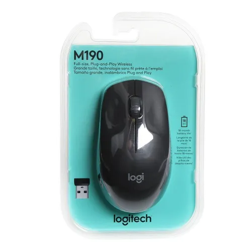 Logitech M190 Souris sans fil - ambidextre - capteur optique 1000 dpi - 3 boutons