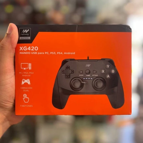 NETWAY GAMING XG420 - MANETTE FILAIRE GAMING - CONTRÔLEUR DE JEU USB  - PLUG & PLAY - PC & CONSOL - BLACK
