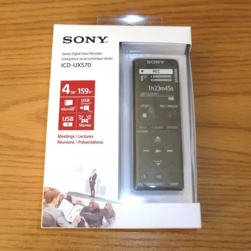 SONY ICD-UX570F - Enregistreur Vocal Numérique Léger mémoire intégrée de 4 Go