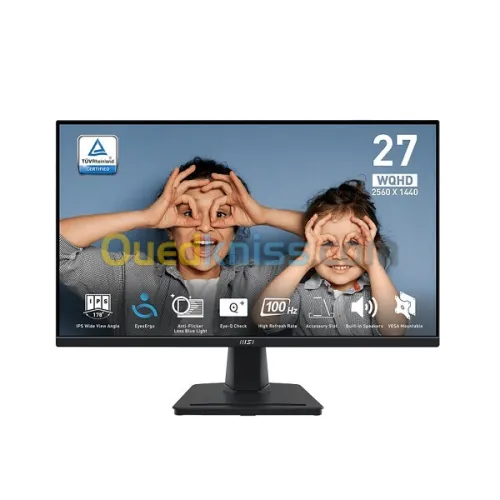 ECRAN MSI PRO MP275Q - 27" 2k WQHD - IPS - 100HZ - 1ms -HDMI - EYEQ CHEK - HAUT-PARLEURS - BLACK