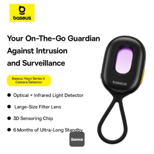 BASEUS HEYO CAMERA DETECTOR SERIE II - 3D SENSOR - LIGHTNING - ALARM MODE - ANTI-VOL -PORTABLE -NOIR