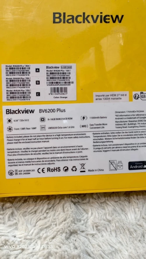 BlackView BV6200 Plus 8GB 256GB BOITE SCELLÈE