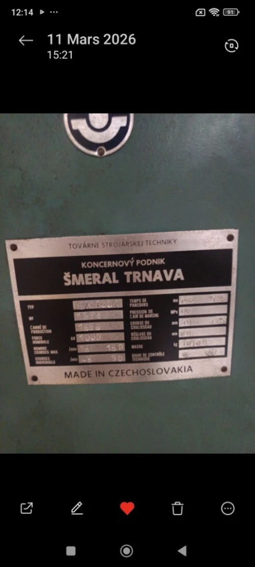Presse excentrique industrielle smeral Trnava LEXN 100C  100 Tonnes