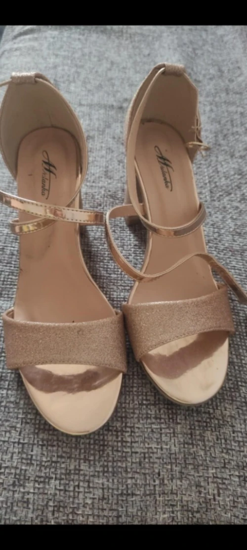 Sandales soirée en rose pailleté 