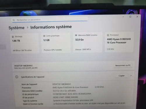 ASUS ROG STRIX 16 G614FR RYZEN 9 9955HX RTX 5070 TI