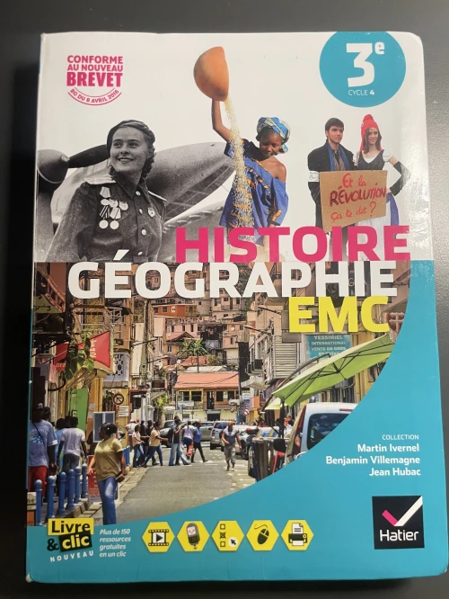 Livre histoire geo emc français 3eme dernière édition hachette