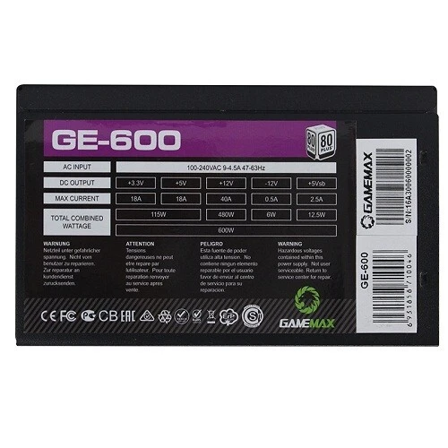ALIMENTATION GAMEMAX GE-600-600W 80+