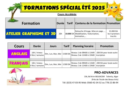 Cours d'été: Ateliers Graphisme et 3D