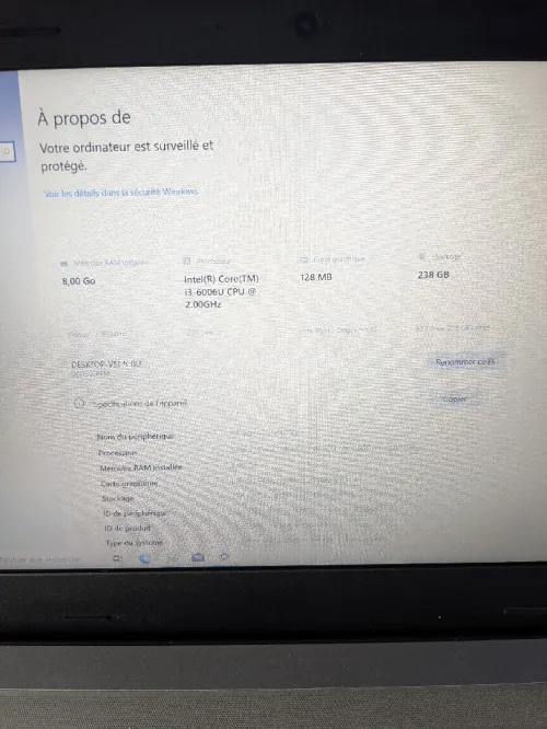 Lenovo Thinkpad 15.6 full hd i3 6eme 8gb 250 ssd