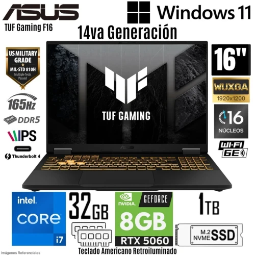 ASUS TUF F16 FX608JMR I7-14650HX 32G DDR5 1T SSD RTX 5060 8G 16 165Hz WIN11