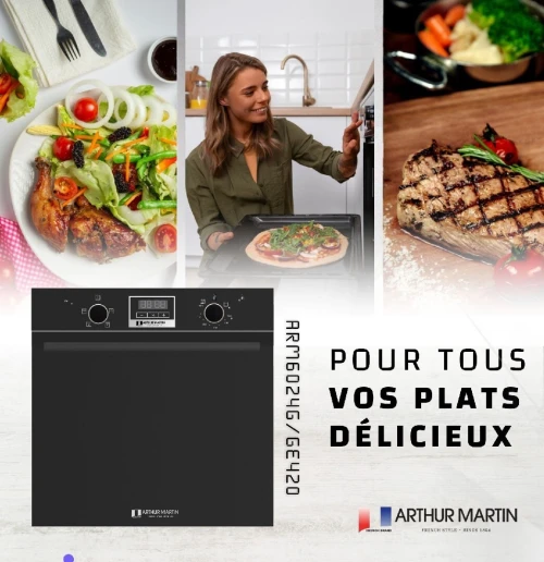 Four encastrable Arthur Martin noir et acier inoxydable gaz electrique