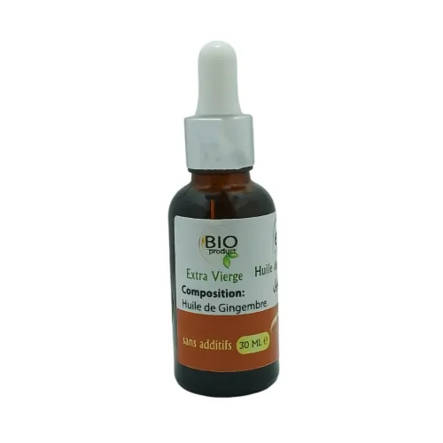 Huile de Gingembre Pressée à Froid Pure et 100% naturel Sans Additifs 30ml
