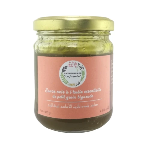 Savon Beldi Noir à l'Huile Essentielle de Petit Grain Bigarade 150Gr