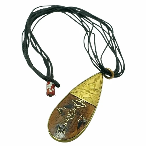 Collier Artisanale en Cuivre & Bois Naturel Élégance Authentique