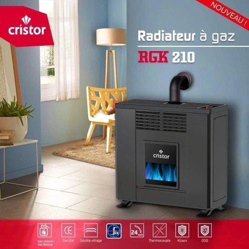 chauffage à gaz Cristor 10kw + Détecteur Monoxyde et Carbon مع كاشف تسرب الغاز و أحادي الكربون