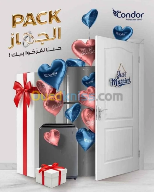 Pack marriage condor frigo+tv+machine a laver+