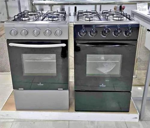 Cuisiniere 4feux cristor 50cm gris/noir four gaz gaz كويزينيار كريسطور