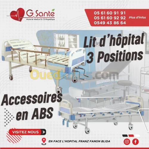 Lit Médicalisée D'hôpital 03 positions ABS 