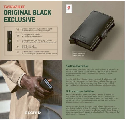Porte-cartes double en cuir Secrid Original.