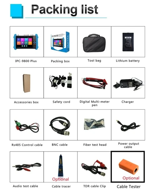 7 Inch 8K IPC CCTV Camera Tester Model 9800 CLMOVTADSH PRO 8MP AHD/TVI/CVI