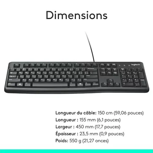 CLAVIER LOGITECH K120 AVEC FIL