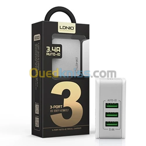 CHARGEUR LDNIO A3303 3.4A 3USB