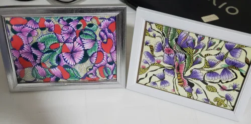dessins A5 faits mains ,encadrés